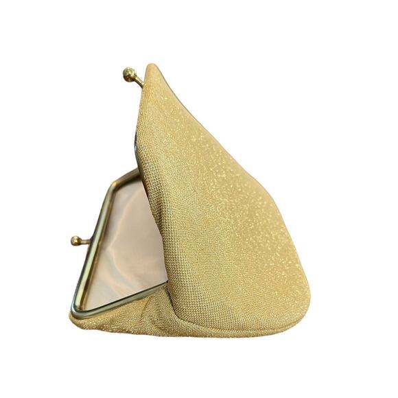 Vintage 1960's One Snap Gold Lurex Clutch Theatre Purse Bag - Picture 2 of 10